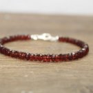Garnet Rondelle 3.5-4mm Faceted beads adjustable stacking bracelet | STK-2982
