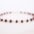 Garnet Rondelle 3-3.5mm Faceted beads adjustable stacking bracelet | STK-2993