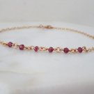 Garnet Rondelle 3-3.5mm Faceted beads adjustable stacking bracelet | STK-3016