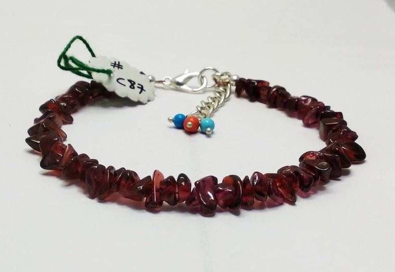 Garnet Uncut Chips 4-8mm Smooth beads adjustable stacking bracelet | STK-3064