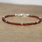 Garnet Rondelle 3-3.5mm Faceted beads adjustable stacking bracelet | STK-3094