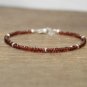 Garnet Rondelle 3-3.5mm Faceted beads adjustable stacking bracelet | STK-3094