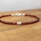Garnet Rondelle 3-3.5mm Faceted beads adjustable stacking bracelet | STK-3097