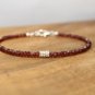 Garnet Rondelle 3-3.5mm Faceted beads adjustable stacking bracelet | STK-3097