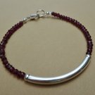 Garnet Rondelle 3-3.5mm Faceted beads adjustable stacking bracelet | STK-3113