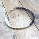 Iolite Rondelle 3-3.5mm Faceted beads adjustable stacking bracelet | STK-3730