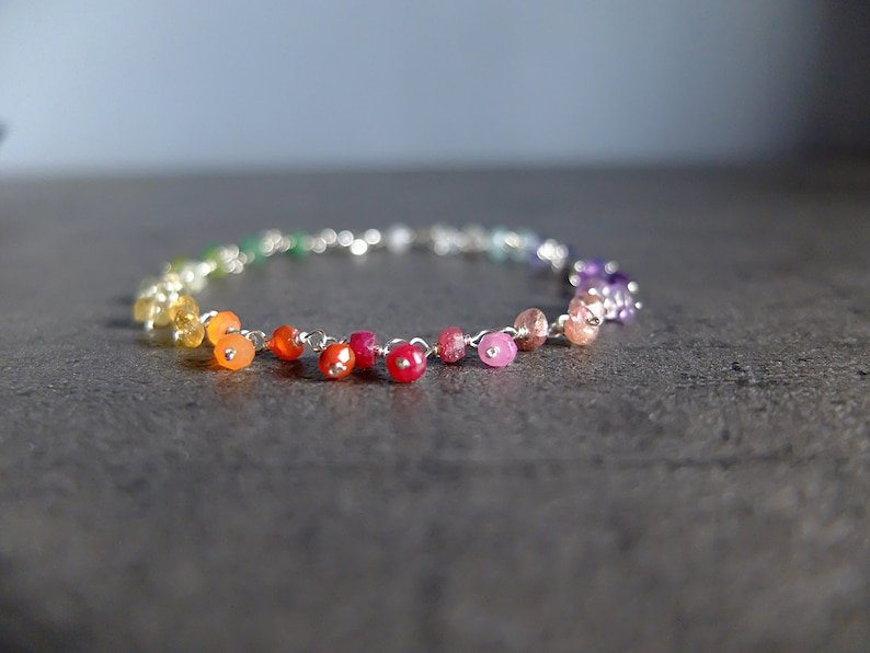 Multi Gemstone Round 4mm Smooth beads adjustable stacking bracelet | STK-4759