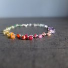 Multi Gemstone Round 4mm Smooth beads adjustable stacking bracelet | STK-4759