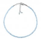 Aquamarine Round 2-2.5mm Faceted beads adjustable stacking bracelet | STK-0813