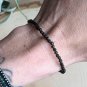 Black Obsidian Round 3mm Faceted beads adjustable stacking bracelet | STK-1079