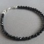 Black Obsidian Round 4mm Faceted beads adjustable stacking bracelet | STK-1081