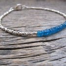 Blue Apatite Rondelle 4mm Smooth beads adjustable stacking bracelet | STK-1520