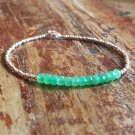 Chrysoprase Rondelle 4mm Faceted beads adjustable stacking bracelet | STK-2068