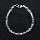 Crystal Quartz Round 4mm Faceted beads adjustable stacking bracelet | STK-2337
