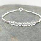 Crystal Quartz Round 4mm Faceted beads adjustable stacking bracelet | STK-2338