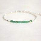 Emerald Rondelle 2.5-3mm Faceted beads adjustable stacking bracelet | STK-2427