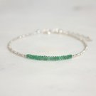 Emerald Rondelle 2-2.5mm Faceted beads adjustable stacking bracelet | STK-2456