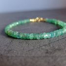 Emerald Rondelle 3.5-4mm Faceted beads adjustable stacking bracelet | STK-2495