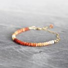 Fire Opal Rondelle 3.5mm Faceted beads adjustable stacking bracelet | STK-2816