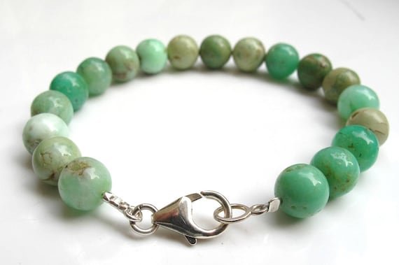 Green Turquoise Round 8mm Smooth beads adjustable stacking bracelet | STK-3452