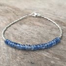 Kyanite Rondelle 3-3.5mm Faceted beads adjustable stacking bracelet | STK-3798