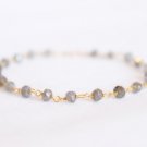 Labradorite Rondelle 3mm Faceted beads adjustable stacking bracelet | STK-3880