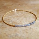 Labradorite Rondelle 3mm Faceted beads adjustable stacking bracelet | STK-3896