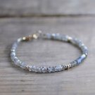 Labradorite Rondelle 3mm Faceted beads adjustable stacking bracelet | STK-3903