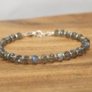 Labradorite Rondelle 4mm Faceted beads adjustable stacking bracelet | STK-3924