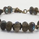 Labradorite Rondelle 8mm Faceted beads adjustable stacking bracelet | STK-4010