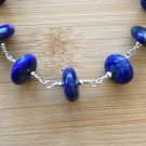 Lapis Lazuli Rondelle 8mm Smooth beads adjustable stacking bracelet | STK-4199
