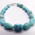 Larimar Tumble 6x9-9x12mm Smooth beads adjustable stacking bracelet | STK-4377