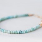 Larimar Rondelle 3-3.5mm Faceted beads adjustable stacking bracelet | STK-4385