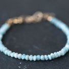 Larimar Rondelle 3-3.5mm Faceted beads adjustable stacking bracelet | STK-4386