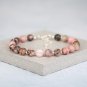 Matte Rhodonite Round 8mm Smooth beads adjustable stacking bracelet | STK-4564