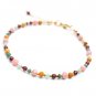Multi Gemstone Round 3mm Faceted beads adjustable stacking bracelet | STK-4733