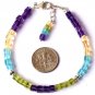 Multi Gemstone Cube 4x4mm Smooth beads adjustable stacking bracelet | STK-4743
