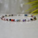 Multi Gemstone Round 3mm Faceted beads adjustable stacking bracelet | STK-4752