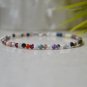 Multi Gemstone Round 3mm Faceted beads adjustable stacking bracelet | STK-4752