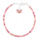 Pink Rhodonite Round 3mm Faceted beads adjustable stacking bracelet | STK-5119