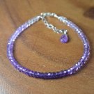 Amethyst Rondelle 3-3.5mm Faceted beads adjustable stacking bracelet | STK-0241