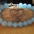 Aqua Chalcedony Round 10mm Smooth beads adjustable stacking bracelet | STK-0701