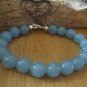 Aqua Chalcedony Round 10mm Smooth beads adjustable stacking bracelet | STK-0701