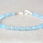 Aquamarine Rondelle 3.5mm Faceted beads adjustable stacking bracelet | STK-0789