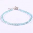 Aquamarine Rondelle 3.5mm Faceted beads adjustable stacking bracelet | STK-0797