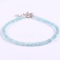 Aquamarine Rondelle 3.5mm Faceted beads adjustable stacking bracelet | STK-0797