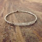 Aquamarine Rondelle 3.5mm Faceted beads adjustable stacking bracelet | STK-0846