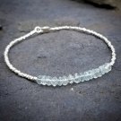 Aquamarine Rondelle 4.5mm Faceted beads adjustable stacking bracelet | STK-0864