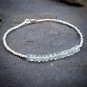 Aquamarine Rondelle 4.5mm Faceted beads adjustable stacking bracelet | STK-0864