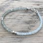 Aquamarine Rondelle 3.5mm Faceted beads adjustable stacking bracelet | STK-0867